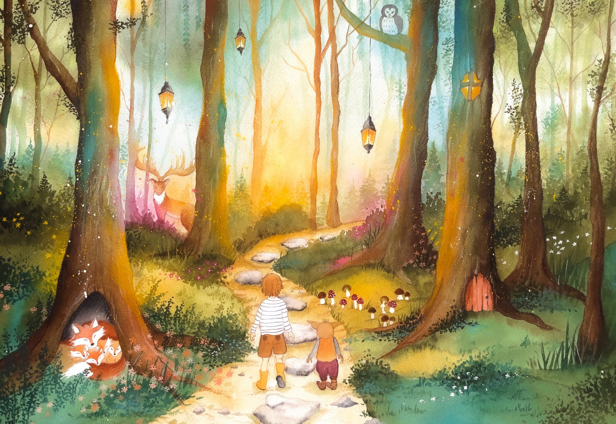 "La poussière d’or qui tombait du chapeau envolé les mena jusqu’à la légendaire forêt de Brocéliande..."