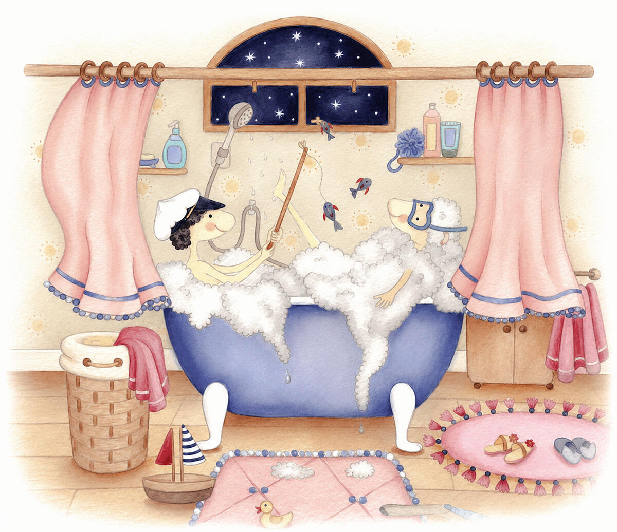 "An evening bubble bath is a great chance to get all swallowed up by a mountain of foam!"